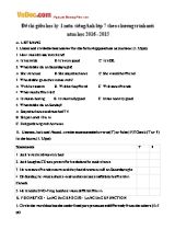 Đề và đáp án kiểm tra giữa học kì I Tiếng anh lớp 7 - Năm học 2015-2016